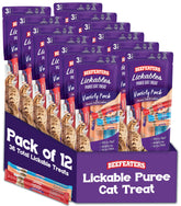 Beefeaters variety-pack lickable puree with three flavors offers hydration and flavor variety for cats