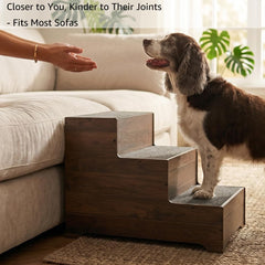 BeeNbkks dog stairs showing anti-slip carpeted treads for secure climbs.