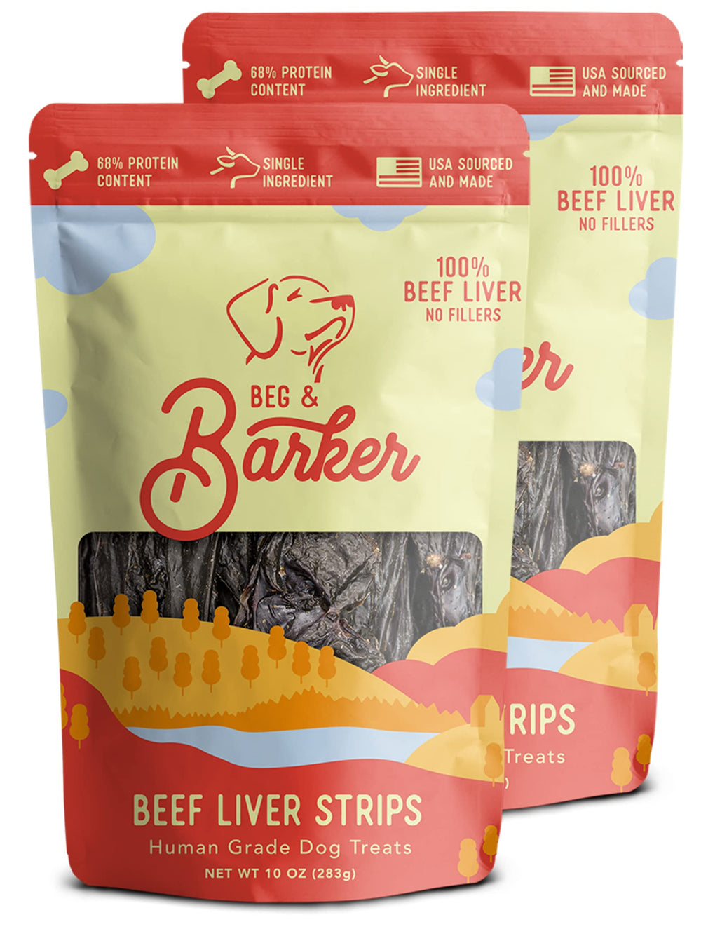 Beg & Barker beef liver jerky pack-2 for dogs, high-protein reward for training.