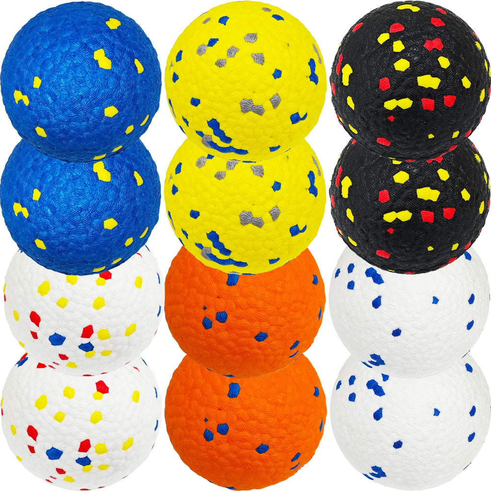Beieverluck 12-pack dog tennis balls, bright colors for easy outdoor visibility during fetch.