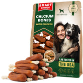 Beloved Pets calcium bone wrapped with real chicken for training rewards.