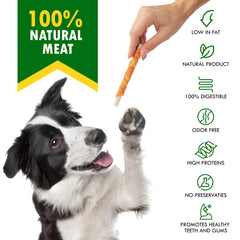 Beloved Pets closeup of chicken meat inside chew for flavor detail