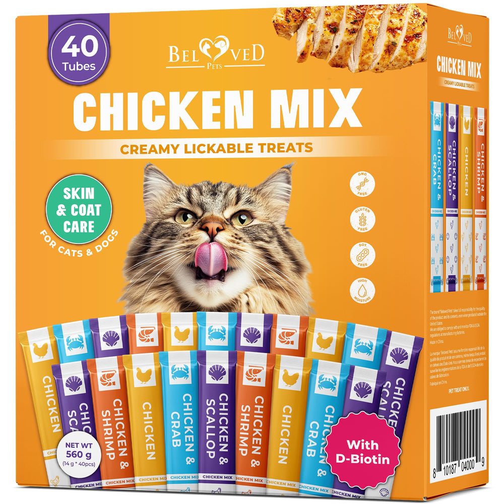 Beloved Pets creamy lickable chicken-tube for cats, hydration and flavor