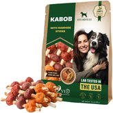 Beloved Pets rawhide kabobs with duck and chicken, long-lasting chew for dogs.