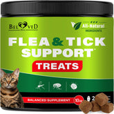 Beloved Pets Revolution dog chews bottle shown for daily flea and tick protection.