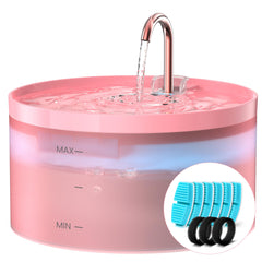 BEMOONY Pink Cat Water Fountain with faucet spout attracts cats to drink more water.