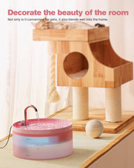 BEMOONY Pink Cat Fountain's quiet pump keeps noise low for a peaceful home.