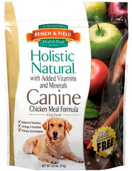 Bench and Field Holistic bag front view highlights premium nutrition and trusted heritage.