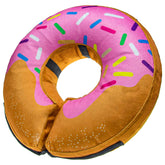 BENCMATE inflatable donut cone worn by a dog, showing gentle protection while eating and drinking.