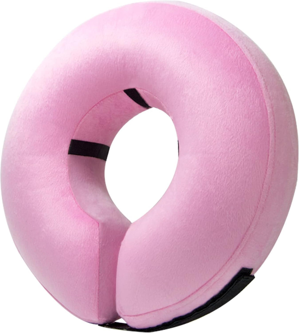 BENCMATE inflatable dog cone in pink offers soft protection for post-surgery healing.