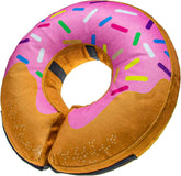 BENCMATE inflatable donut collar strawberry on dog for comfortable recovery