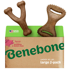 Benebone Wishbone dog chew with real bacon for lasting chewing