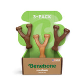Benebone Wishbone Medium 3-Pack action shot showing durable chew for aggressive chewers.
