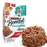 Beneful IncrediBites small breed beef cans with gravy for easy meals.