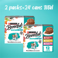 Beneful real vegetables and grains visible in the can for natural texture.