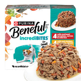 Beneful small breed wet food variety pack showing mixed textures for small dogs.