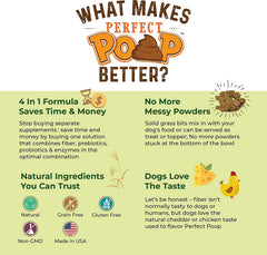 Bernie's Perfect Poop ingredients spotlight fiber, prebiotics, probiotics and enzymes.