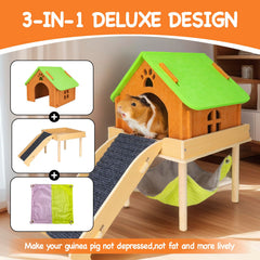 BESNEW guinea pig hammock with platform and stairs supports climbing and resting.