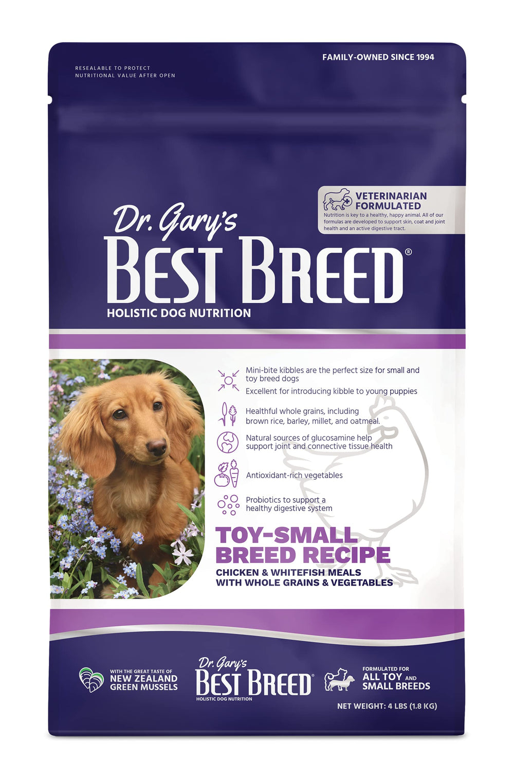 Best Breed small breed recipe mini-bite kibble for easy chewing in toy dogs.