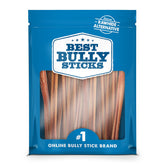 Best Bully Sticks 12 inch thin dog chews in a 24-count bag for small and sensitive chewers.