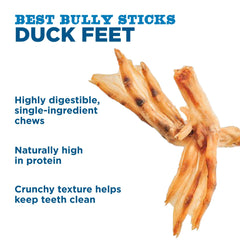 Best Bully Sticks duck feet close-up, crunchy texture for dental care