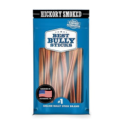 Best Bully Sticks hickory smoked jumbo bully stick close-up; natural beef chew