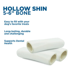 Best Bully Sticks hollow shin bone demonstrates refillable design for varied fillings.