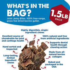 Best Bully Sticks Joint Jerky Gullet Bites open bag shows bite-sized pieces for training rewards