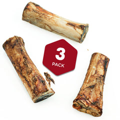 Closeup of marrow bones showing dense texture for strong chewers.