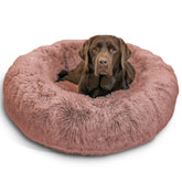 Best Friends by Sheri 36inch dusty-rose donut bed view for large dogs, ideal for curling and soothing nerves.