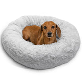 Best Friends by Sheri Lux faux fur donut bed closeup shows plush texture for cozy naps.