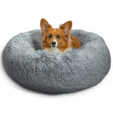 Best Friends by Sheri Original Calming Donut Bed top view shows cozy lounging for pets.