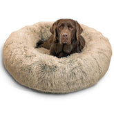 Best Friends by Sheri donut bed large 36x36 taupe shag fur for cozy naps.
