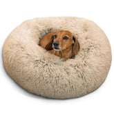 Best Friends by Sheri donut bed taupe front view cozy resting spot for small dogs