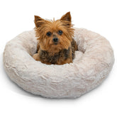 Best Friends by Sheri original calming donut bed 18x18 ivory lux fur for cozy burrowing