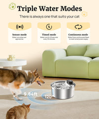 BEST JAJA fountain motion sensor activates water flow at five feet for effortless drinking