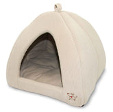 Best Pet Supplies cat bed indoor tent in corduroy beige provides cozy hideaway.