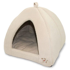Best Pet Supplies cat bed indoor tent in corduroy beige provides cozy hideaway.