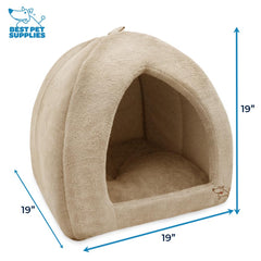 Best Pet Supplies cat bed with removable pillow for easy cleaning.
