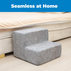 Best Pet Supplies ash gray linen dog stairs feature non-slip surface for stable climbs.