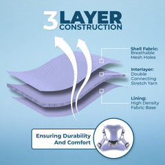 Reflective 3M Scotchlite straps on Voyager lavender harness for low-light visibility
