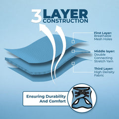 Triple security design with hook-and-loop, buckle, and double D-rings for safety.