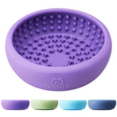 Bestalk dog lick bowl purple top view promotes interactive feeding and mental engagement.