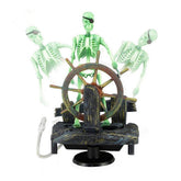 Bestgle skeleton pirate on wheel adds ambience with bubble action in the aquarium.