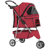 BestPet 3-Wheel Pet Stroller in foldable design for easy transport and pet comfort.