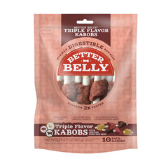 Better Belly Kabobs pack showing 10 chews, a long-lasting dog chew option.