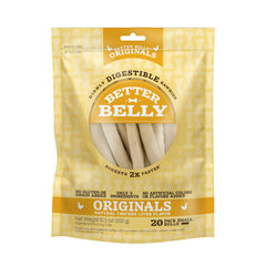 Better Belly Originals chicken liver small rolls pack shot, a digestible chew for dogs.