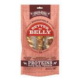Better Belly Venison Rolls pack view showing three digestible chews for daily rewards