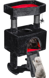 BEWISHOME Cat Tree Tower overall view showing gothic design and spacious play area.