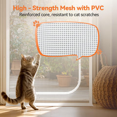 BFNN Cat Screen Door installed on frame with secure Velcro attachment.